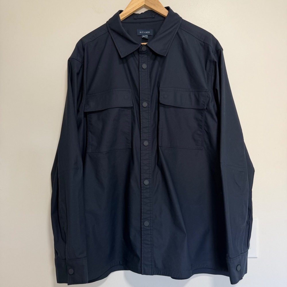 Kit + Ace Navigator Stretch Long Sleeve Shirt Mens XXL Navy Blue Commuter